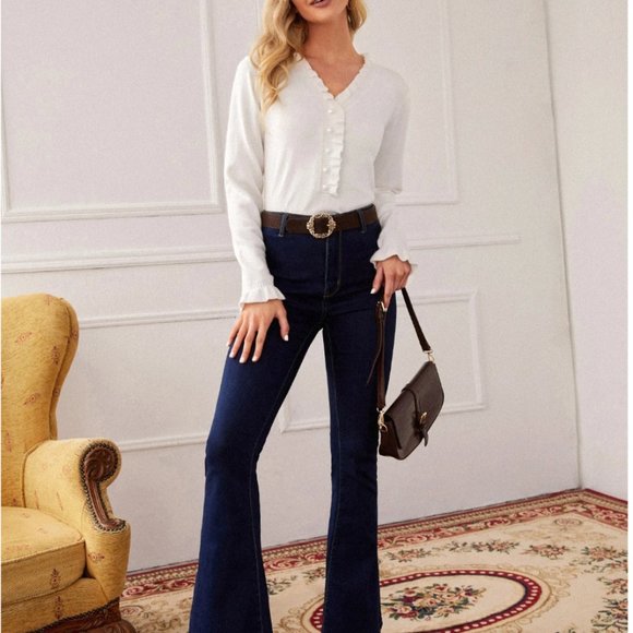 White Frill Trim Sweater - Picture 4 of 7